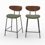 Lot de 2 chaises pour �lot central en velours c�tel� kaki 64. 5 cm - jade - rendez - vous d�co