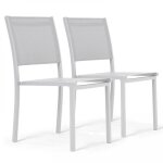 Lot de 2 chaises de jardin aluminium et textilne blanc - oviala