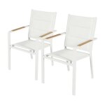 Lot de 2 chaises de jardin en aluminium et textilne blanc - oviala