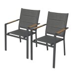 Lot de 2 chaises de jardin en aluminium et textil�ne gris - oviala