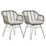 Lot de 2 chaises de jardin paramo imitation rotin gris fauteuil dext�rieur pour terrasse ou balcon r�sistant ...