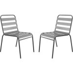 Lot de 2 chaises de jardin en m�tal empilables bilbao - taupe