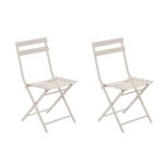 Lot de 2 chaises de jardin m�tal pliante greensboro argile - hesp�ride