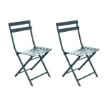 Lot de 2 chaises de jardin m�tal pliante greensboro bleu canard - hesp�ride