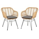 Lot de 2 chaises de jardin paramo imitation rotin fauteuil pour terrasse ou balcon en polyrattan r�sistant ...