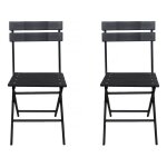Lot de 2 chaises de jardin pliable en plastique tenerife - gris anthracite