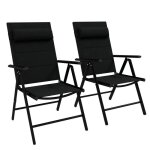 Outsunny - lot de 2 chaises pliantes de jardin - aluminium - 54x67x108cm - noir