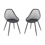 Lot de 2 chaises de jardin en polypropyl�ne avec pieds en m�tal - noir - malaga de mylia