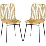 Homcom - chaises de salle � manger - r�sine tress�e rotin pe - 44x58x85cm - jaune
