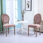 Lot de 2 chaises louis xvi bois patin & velours rose