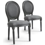 Lot de 2 chaises mdaillon louis xvi gris tissu - menzzo - contemporain - design