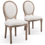 Lot de 2 chaises médaillon louis xvi tissu bouclette crème Lot de 2 chaises médaillon louis xvi tissu bouclette crème