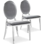 Lot de 2 chaises médaillon sofia velours argent - menzzo - salle à manger - velours - argent - gris Lot de 2 chaises médaillon sofia velours argent - menzzo - salle à manger - velours - argent - gris