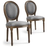 Lot de 2 chaises médaillon tissu versailles 96cm gris clair - paris prix Lot de 2 chaises médaillon tissu versailles 96cm gris clair - paris prix