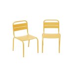 Lot de 2 chaises en m�tal jaune pour enfant. salon de jardin enfant