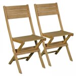 Lot de 2 chaises pliantes en bois deucalyptus - oviala