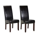 Lot de 2 chaises rovigo - simili chocolat brillant - pieds bois foncé Lot de 2 chaises rovigo - simili chocolat brillant - pieds bois foncé