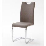 Lot de 2 chaises de salle  manger en chrome et simili cuir coloris taupe - l. 43 x h. 100 x p. 57 cm ...