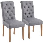 Lot de 2 chaises de salle � manger haut dossier assise rembourr�es - pieds en bois ch�ne confortable ...