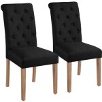 Lot de 2 chaises de salle � manger haut dossier assise rembourr�es - pieds en bois ch�ne confortable ...