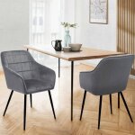 Idmarket lot de 2 chaises de salle � manger fauteuils de table mady en velours gris clair
