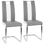 Lot de 2 chaises de salle à manger - oobest - simili gris - style contemporain Lot de 2 chaises de salle à manger - oobest - simili gris - style contemporain