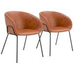 Lot de 2 chaises en simili cognac andr�