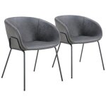 Lot de 2 chaises en simili gris fonc� andr�