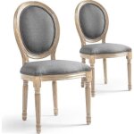 Lot de 2 chaises de style mdaillon louis xvi tissu gris clair