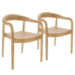 Lot de 2 chaises style scandinave en bois dorme naturel - oviala