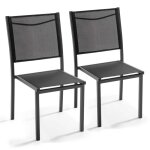 Lot de 2 chaises de jardin en aluminium et textil�ne noir - oviala