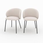 Lot de 2 chaises en tissu beige et pieds en mtal noir - victoria - rendez - vous dco