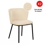 Lot de 2 chaises tissu bouclettes romy / beige Lot de 2 chaises tissu bouclettes romy / beige