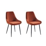 Lot de 2 chaises - velours et m�tal noir - terracotta - masurie