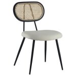 Lot de 2 chaises en cannage et tissu boucle �cru elena