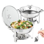 Lot de 2 chauffe - plat buffet - vevor - 2 bacs ronds de 35 l chauffant à combustible Lot de 2 chauffe - plat buffet - vevor - 2 bacs ronds de 35 l chauffant à combustible