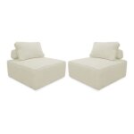 Lot de 2 chauffeuses pour canap� modulable velours c�tel� cr�me avec un coussin