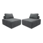 Lot de 2 chauffeuses pour canap� modulable velours c�tel� gris avec un coussin