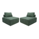 Lot de 2 chauffeuses pour canap� modulable velours c�tel� vert avec un coussin