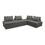 Lot de 2 chauffeuses dao 2 places pour canap� modulable tissu capitonn� gris fonc�