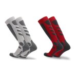 Lot de 2 chaussettes de ski homme randonne alpinisme epaisses chaud respirant humidifuge - gris rouge ...