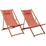Lot de 2 chiliennes cyprus - textil�ne terracotta / structure terracotta