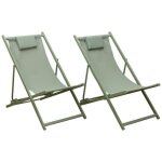 Lot de 2 chiliennes cyprus - textil�ne vert sauge / structure vert sauge