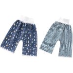 Lot de 2 couches lavables imperm�able b�b� enfant pantalon en coton de couche b�b� pantalon dapprentissage ...