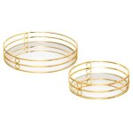 Lot de 2 plateaux d�co miroir feel 30cm or
