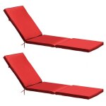 Lot de 2 coussins bain de soleil polyester rouge 186 x 53 x 5 cm - oviala
