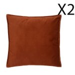 Lot de 2 coussins en polyester coloris terracotta - longueur 45 x profondeur 5 x hauteur 45 cm