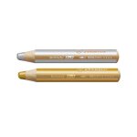 Lot de 2 crayons de couleur woody 3in1 rond - argent - or - stabilo