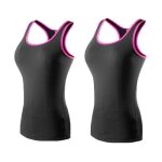 Lot de 2 d�bardeur de sport femme compression s�chage rapide running fitness - noir rose