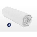 Lot de 2 draps housse 100% coton home linge passion - blanc - 140x190 + 25 cm
